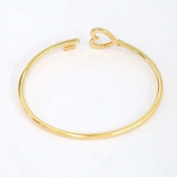 Tiffany & Co. Open Heart Key Bangle Bracelet 5.5" 18k Yellow Gold 750 Auth - Picture 5 of 6